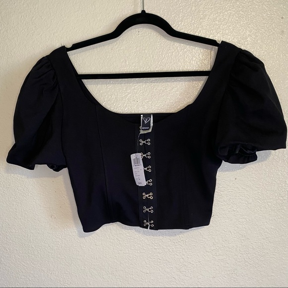 NWT Windsor Black Up a Notch Hook and Eye Corset Cropped Top size large 🖤 - Picture 7 of 14